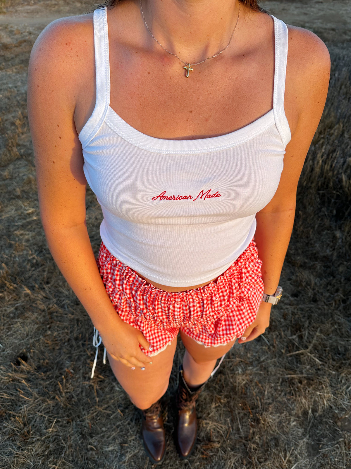 American Made Embroidered Tank Top