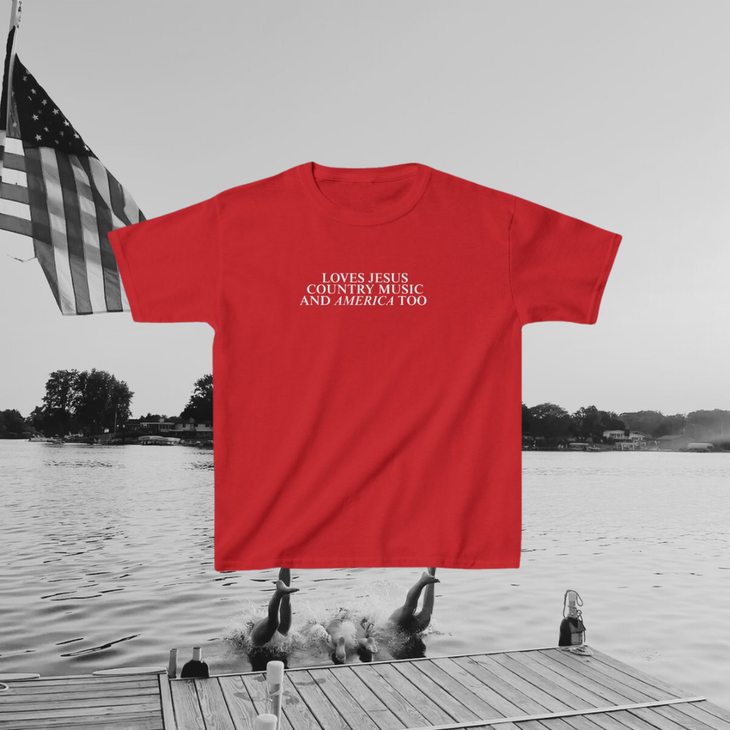 Loves Jesus, Country Music & America Baby Tee
